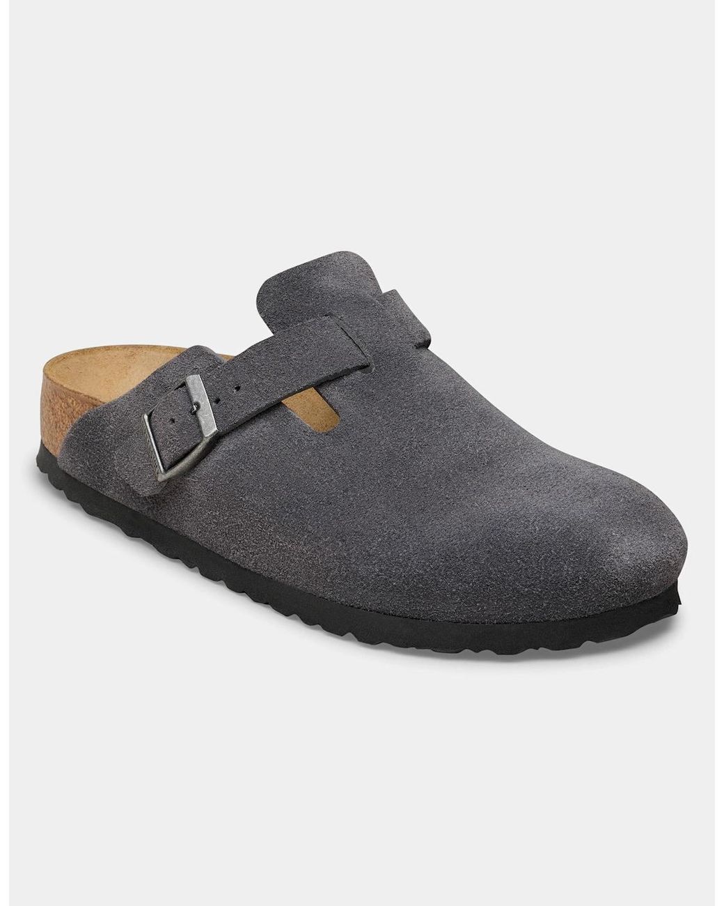 Birkenstock Boston Black Suede Leather Clogs