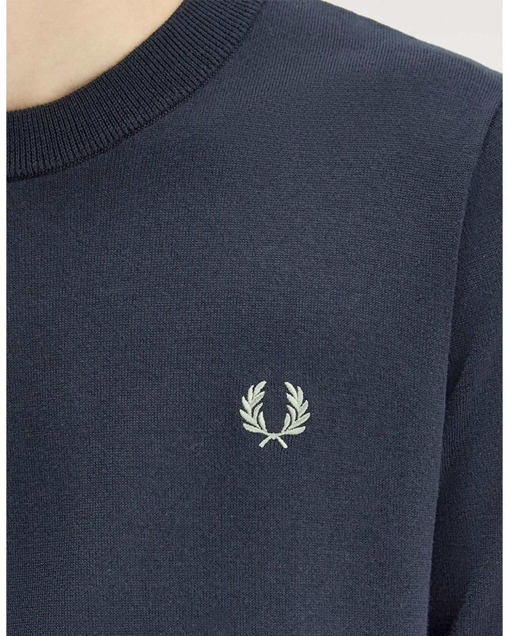 Fred Perry Blue Cotton Knitted T-Shirt for men