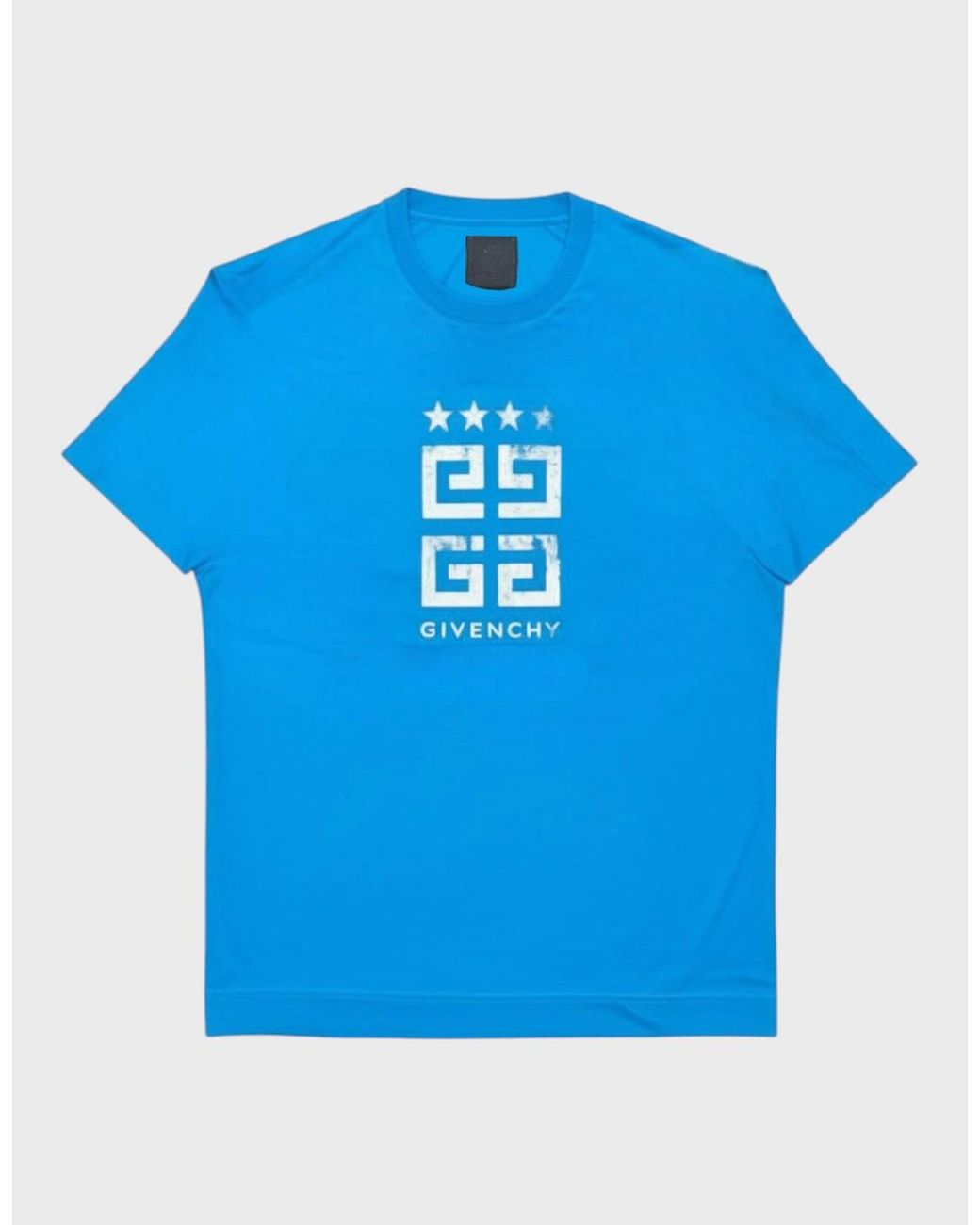 Givenchy Blue 4G Emblem Slim Fit T Shirt Mineral for men