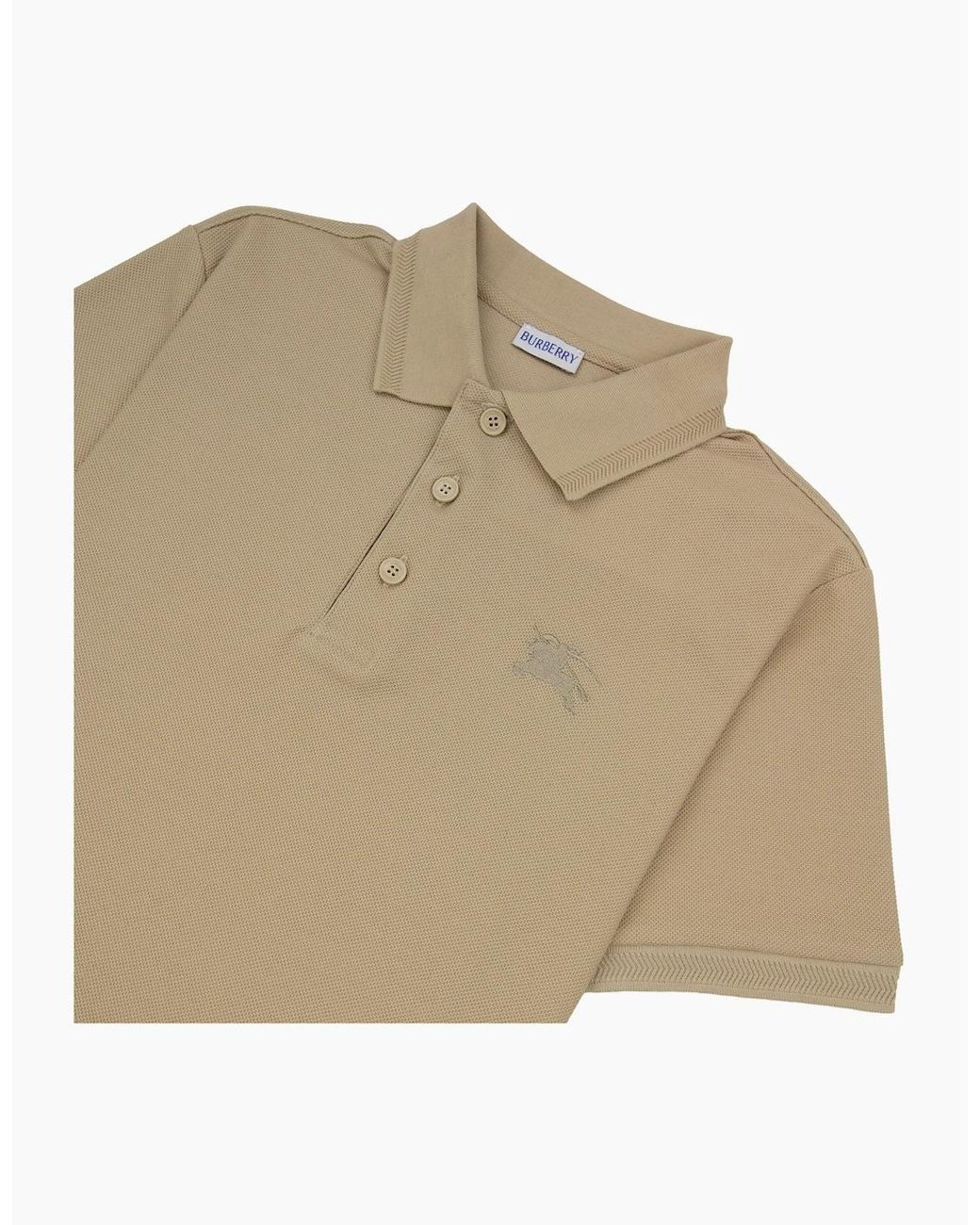 Burberry Natural Eddie Cotton Polo Shirt Soft Fawn for men