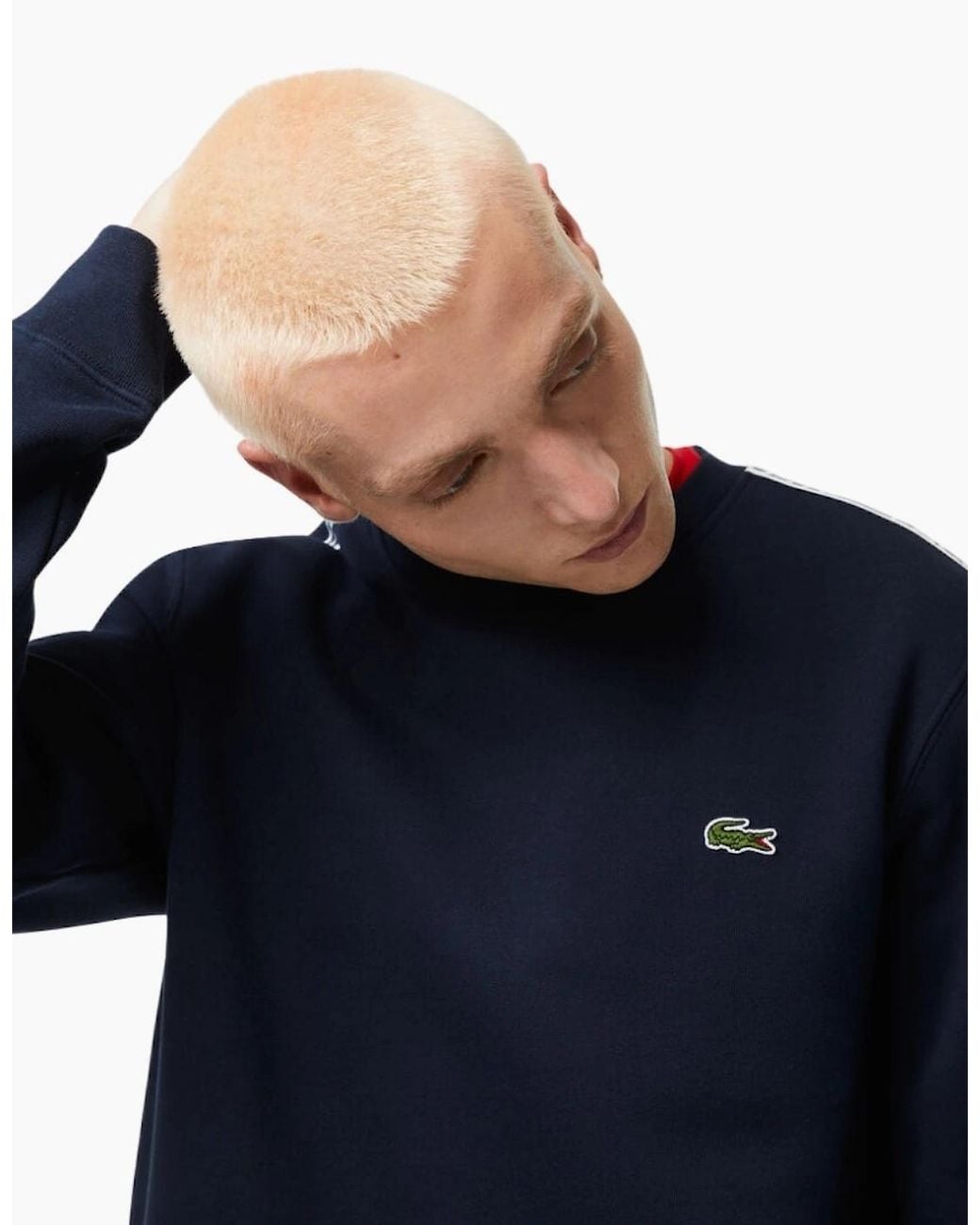 Lacoste Blue Branded Tape Crewneck Jumper for men