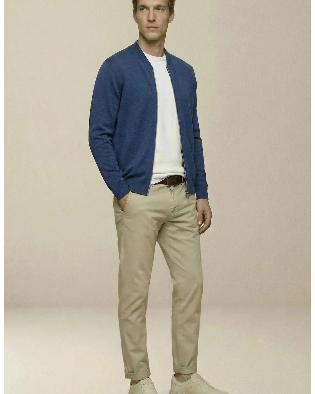 Fynch-Hatton Blue Fine Knit Zipped Cardigan Midnight for men