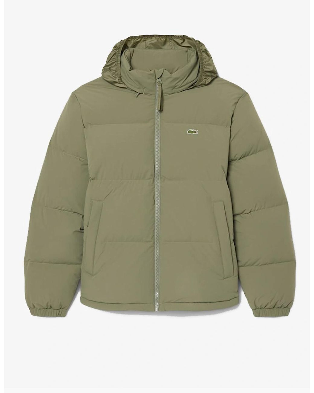 Lacoste Green Water-Repellent Hooded Down Jacket for men