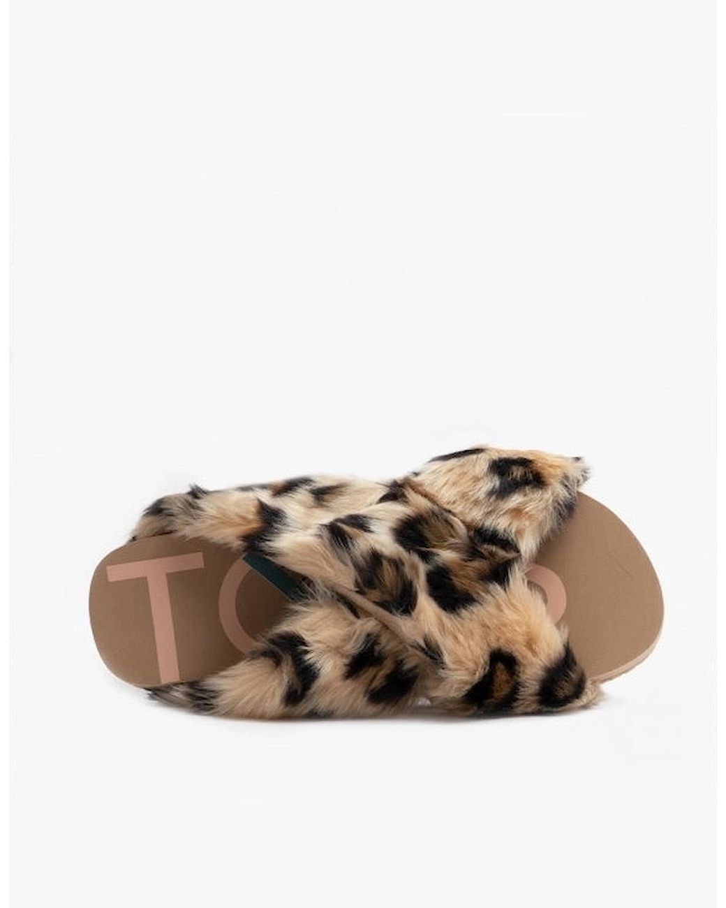 TOMS Brown Susie Faux Fur Mule Slippers Natural/Leopard