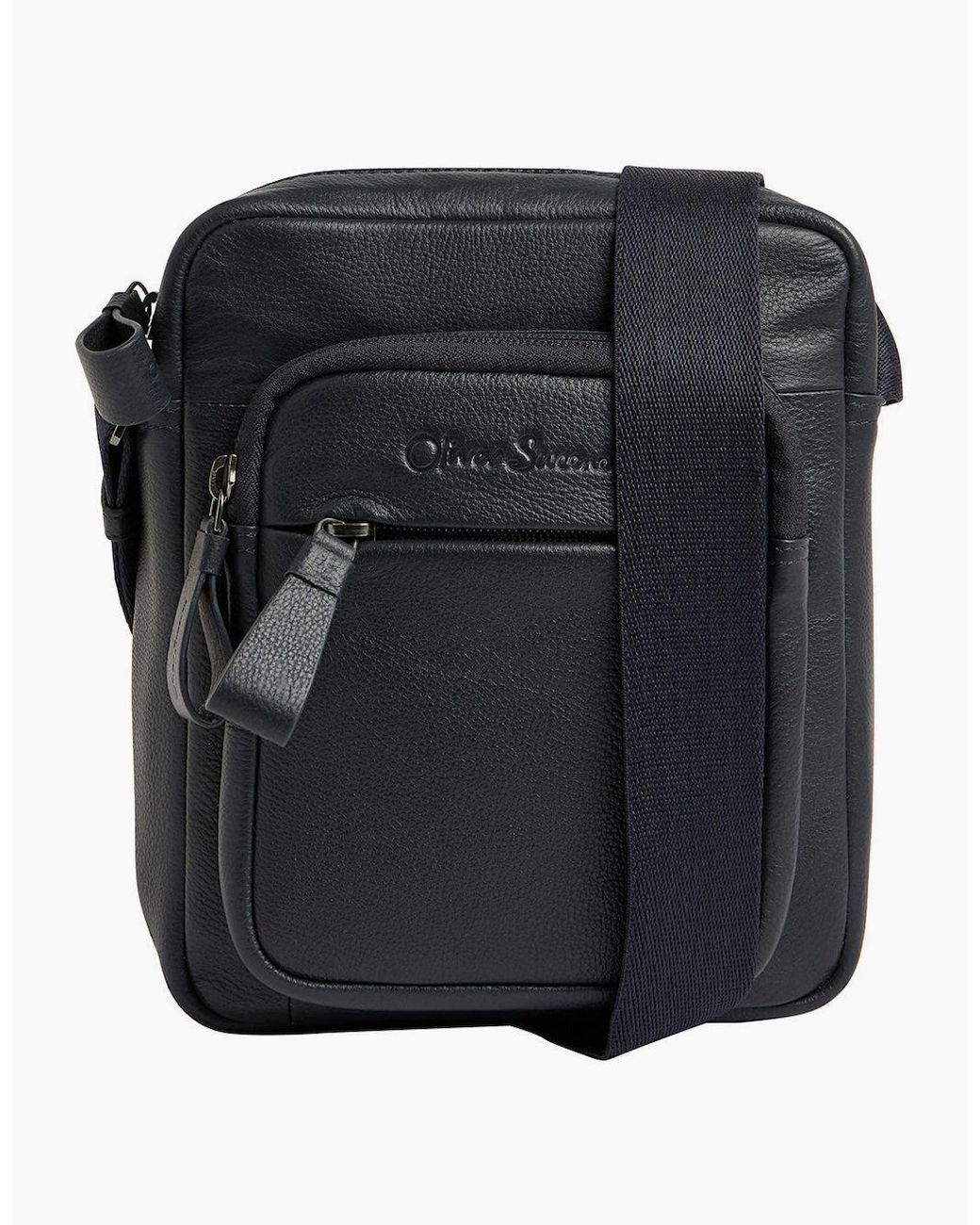 Oliver Sweeney Black Milled Leather Cross-Body Bag for men