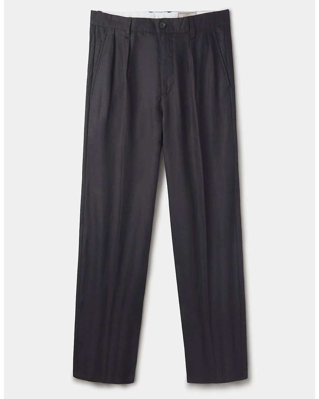 aubi Black Belvedere Relaxed Linen Trouser for men