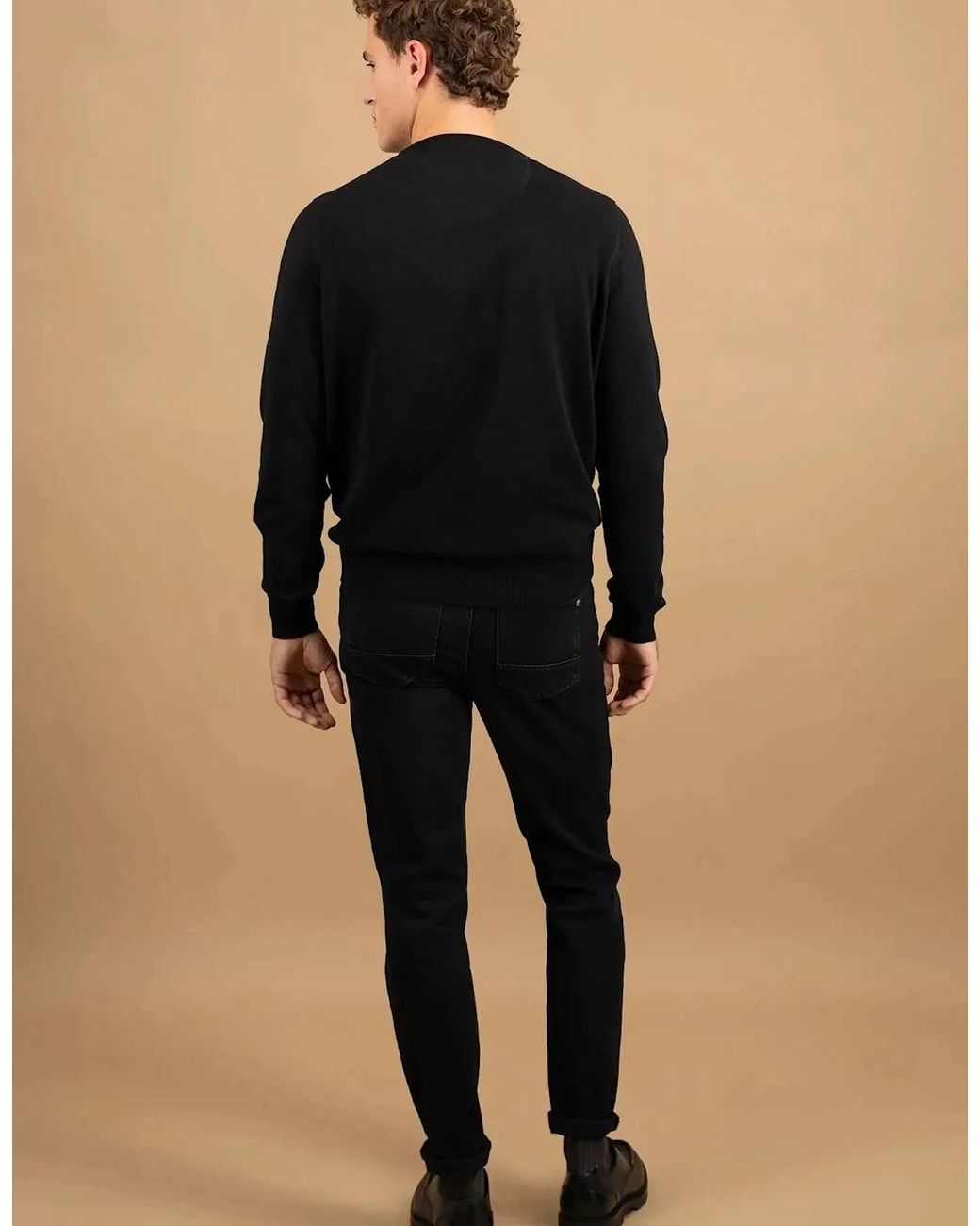 Fynch-Hatton Blue Fine Knit Cotton Crewneck for men