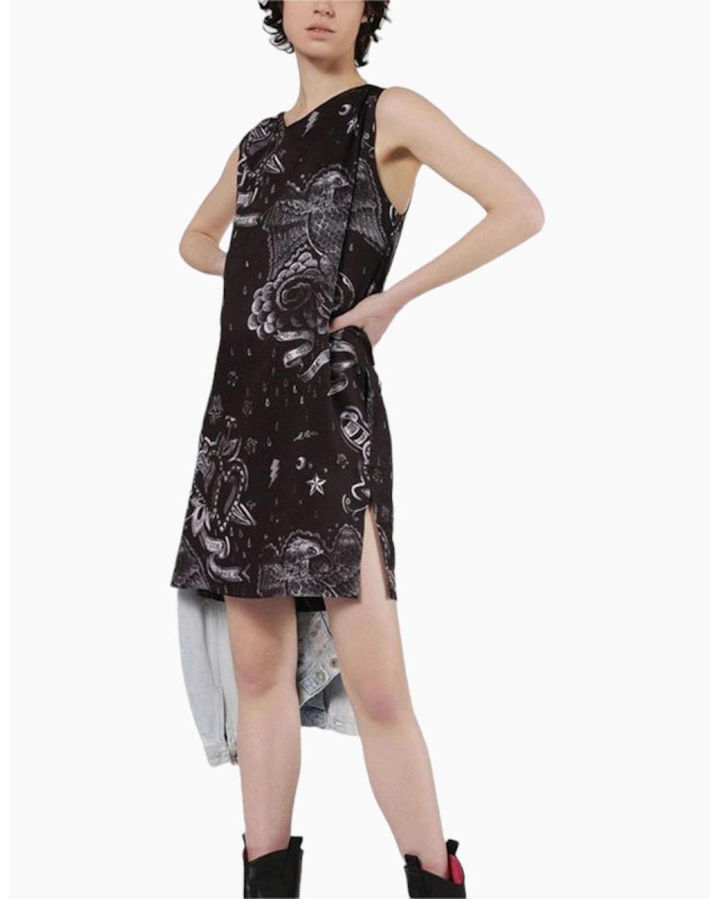 DIESEL Black D May Long Dress V Neck Ebony Casual Party Outwear Sleeveless Top