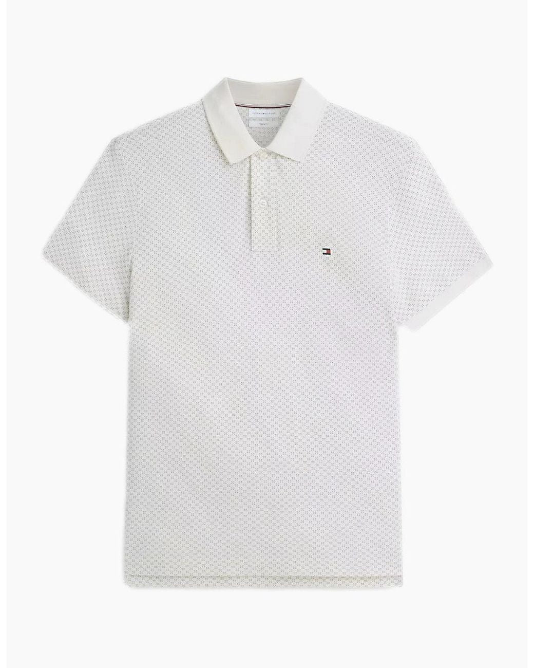 Tommy Hilfiger White Microprint Pique Polo Shirt Z00 Ivory Petal for men