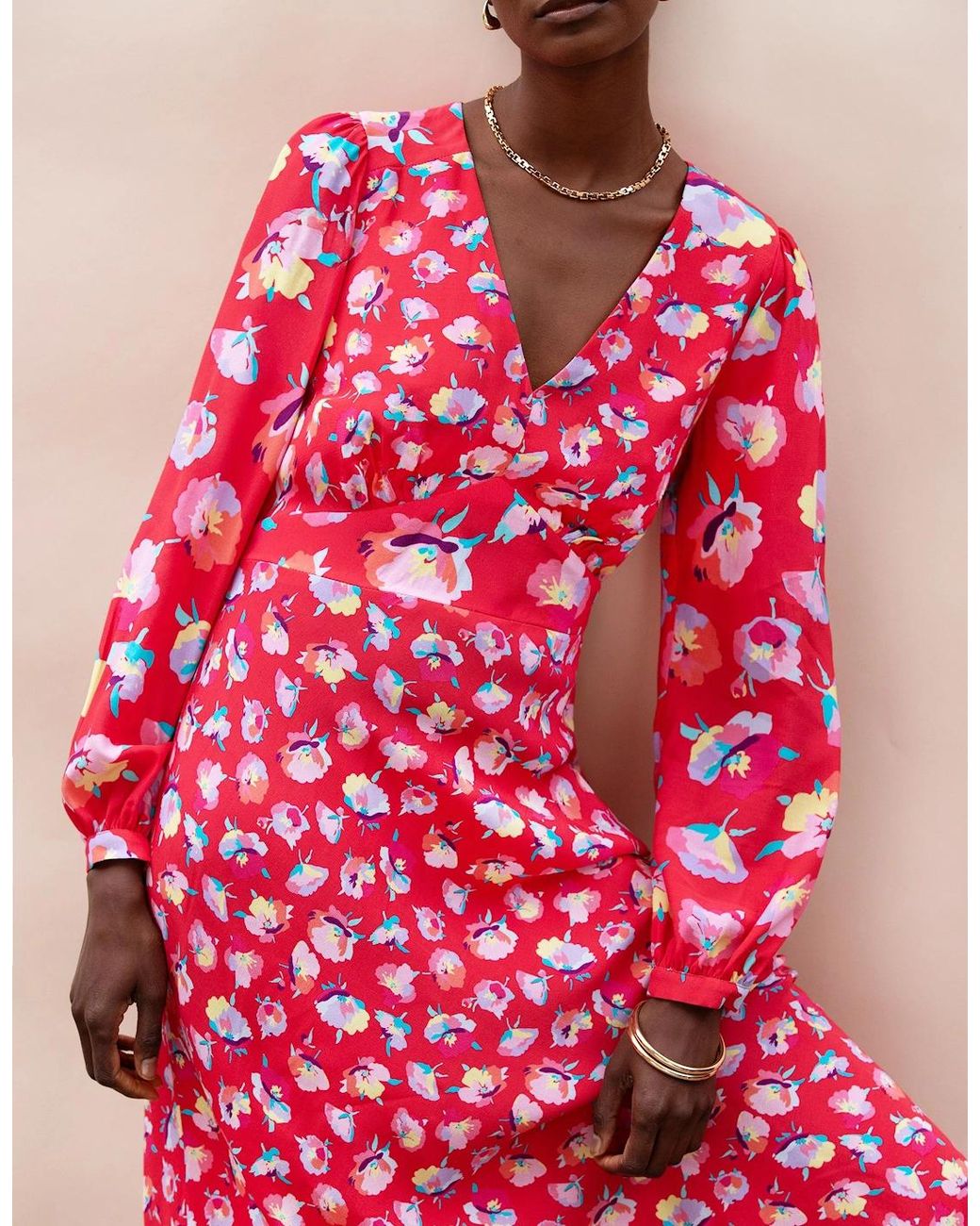 Ro&zo Pink Carnation Ditsy Print Tie Back Dress