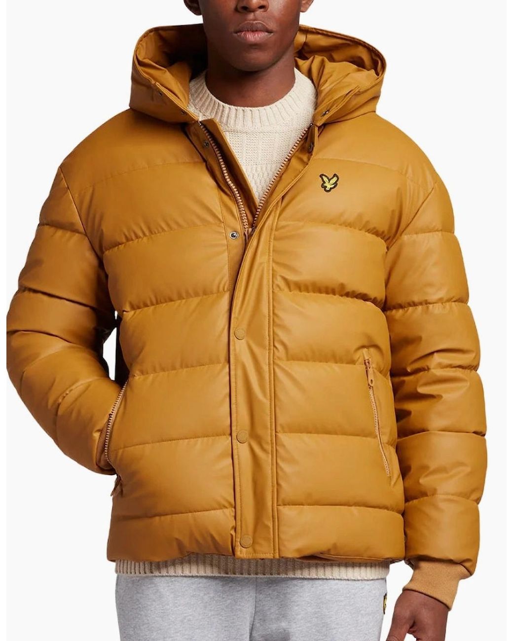 Lyle & Scott Brown Lyle & Scott Anniversary Rubberised Puffer Jacket for men