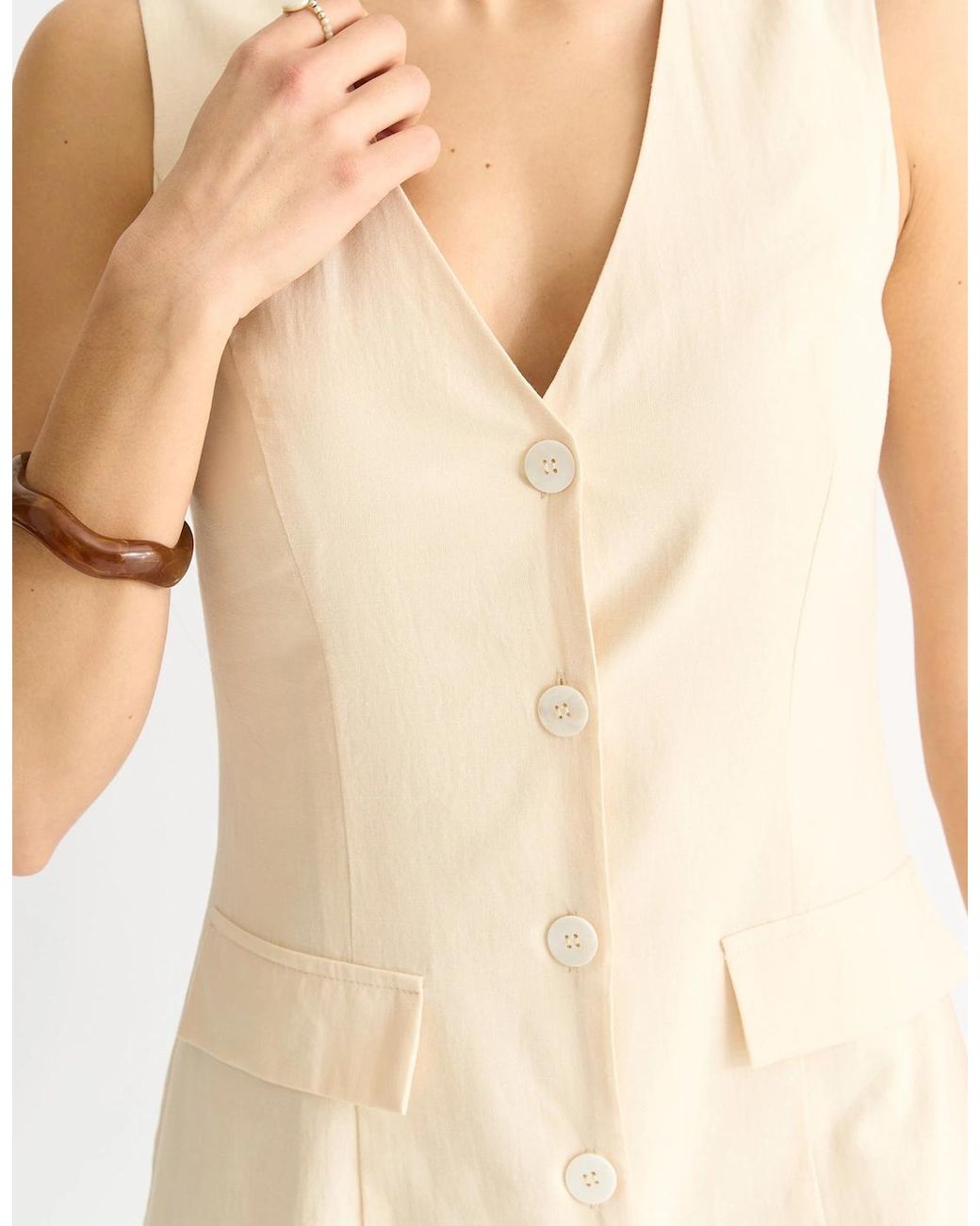 Gini London Brown Linen Button Through Mini Shirt Dress