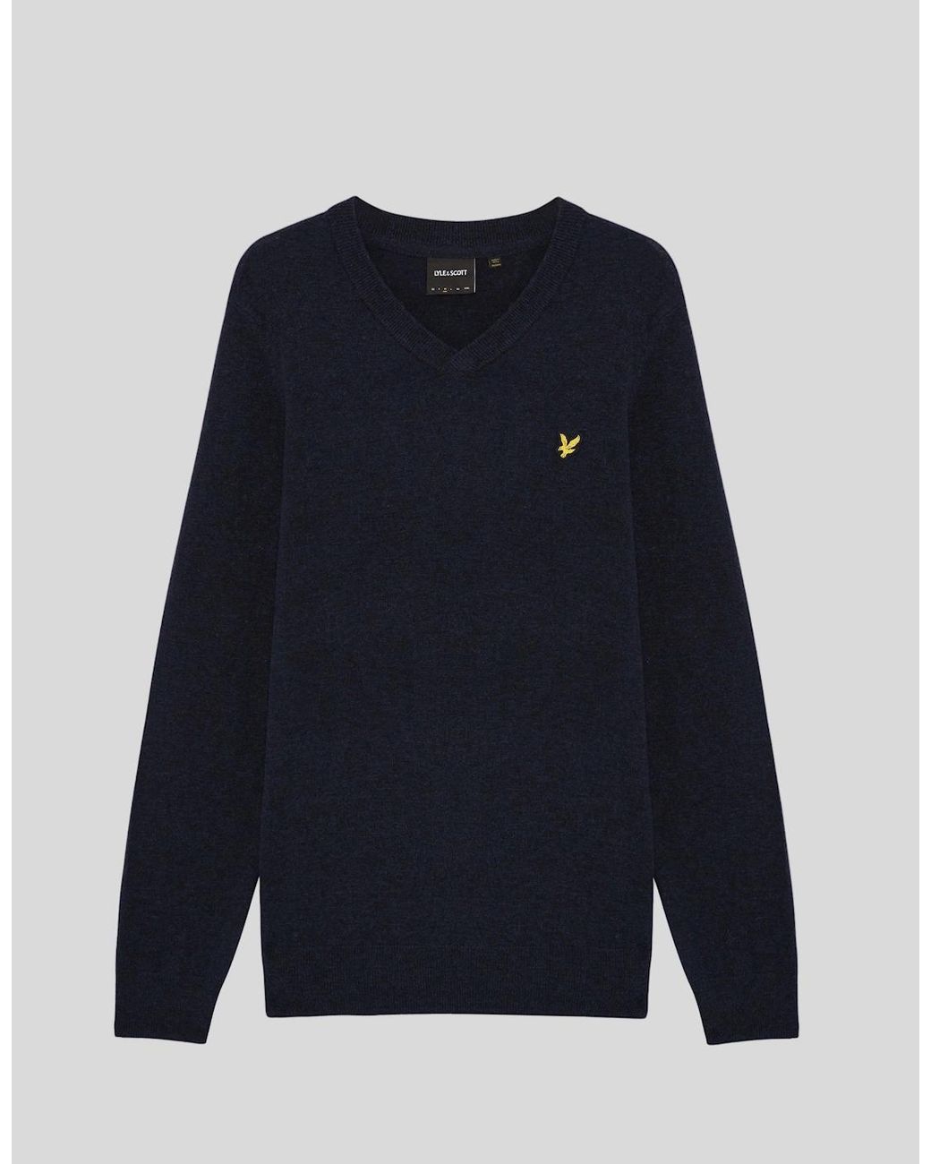 Lyle & Scott Blue Lambswool Blend V-Neck Jumper for men