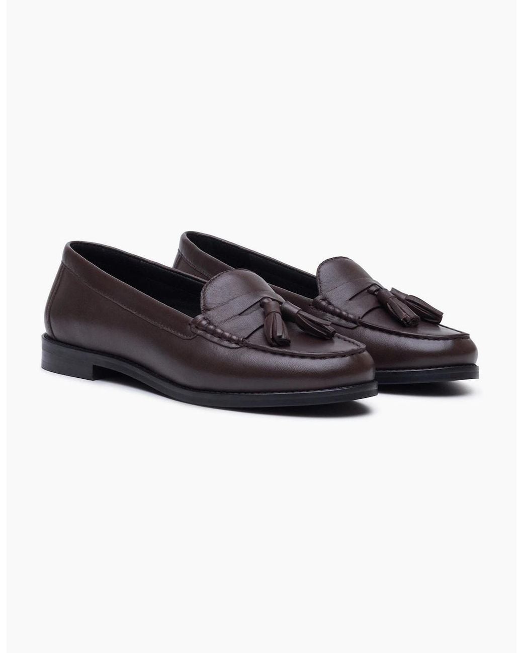 Hush Puppies Black Connie Leather Chocolate Loafers