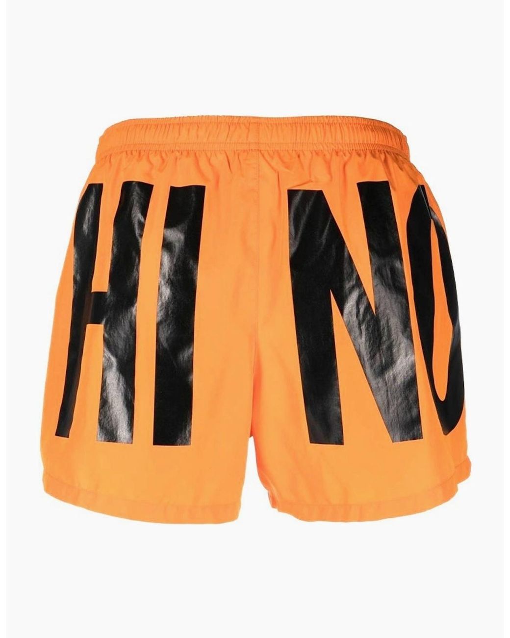 Moschino Orange Brand Print Logo Bright Short Swim Shorts for men
