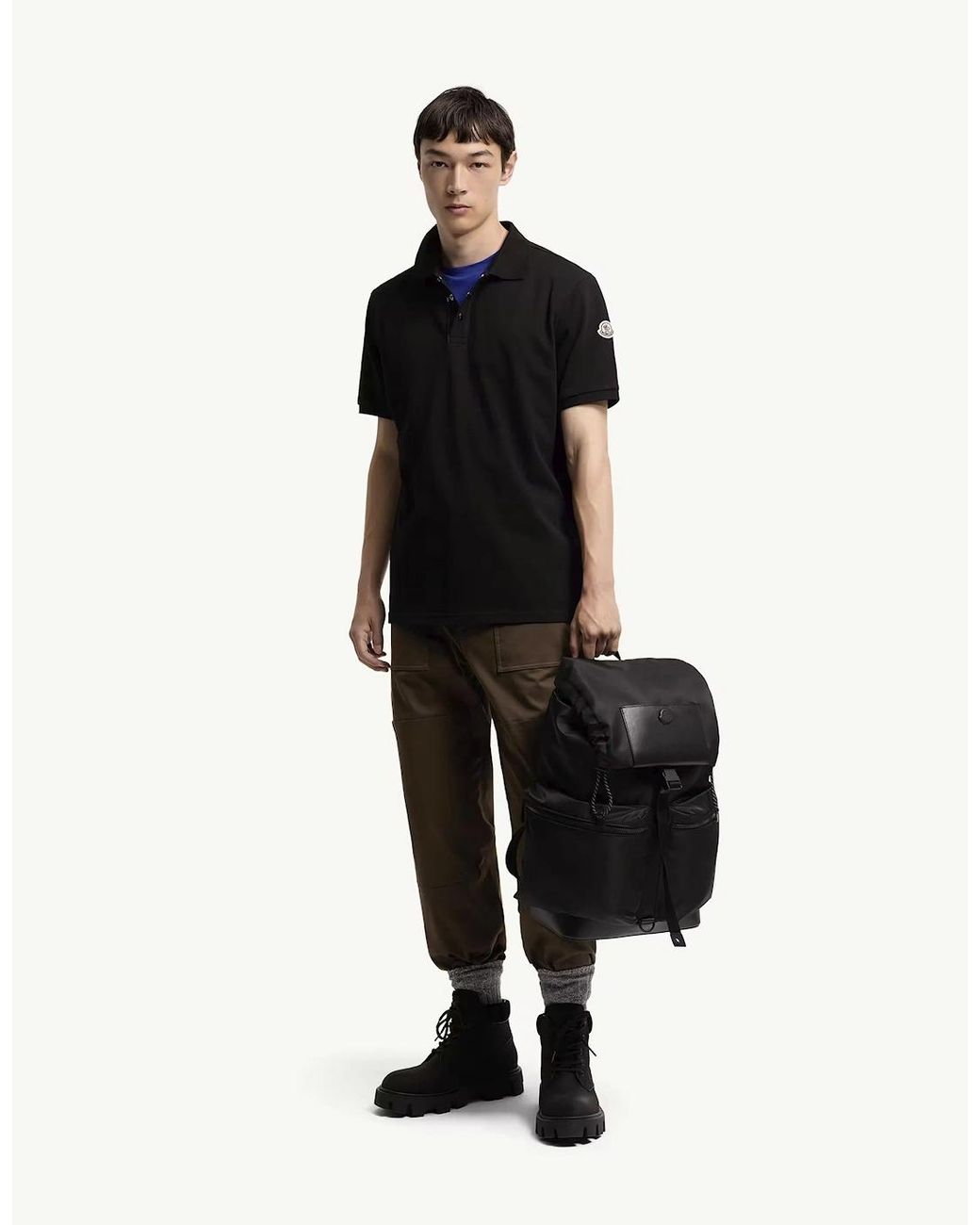 Moncler Black Cotton Polo Shirt for men
