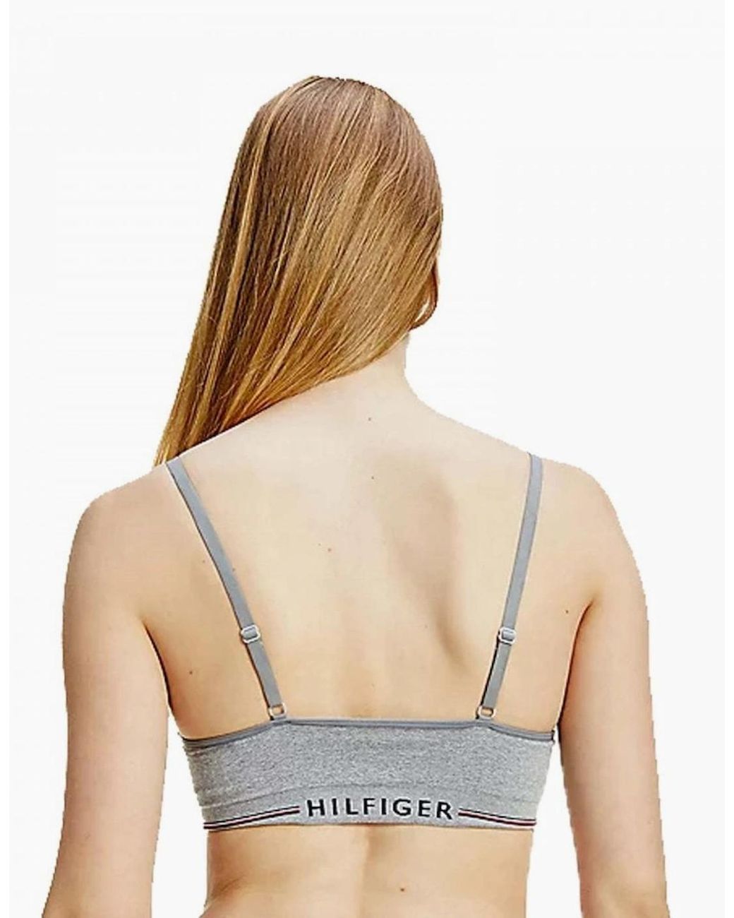 Tommy Hilfiger Gray Seamless Logo Unlined Bralette, Medium Heather