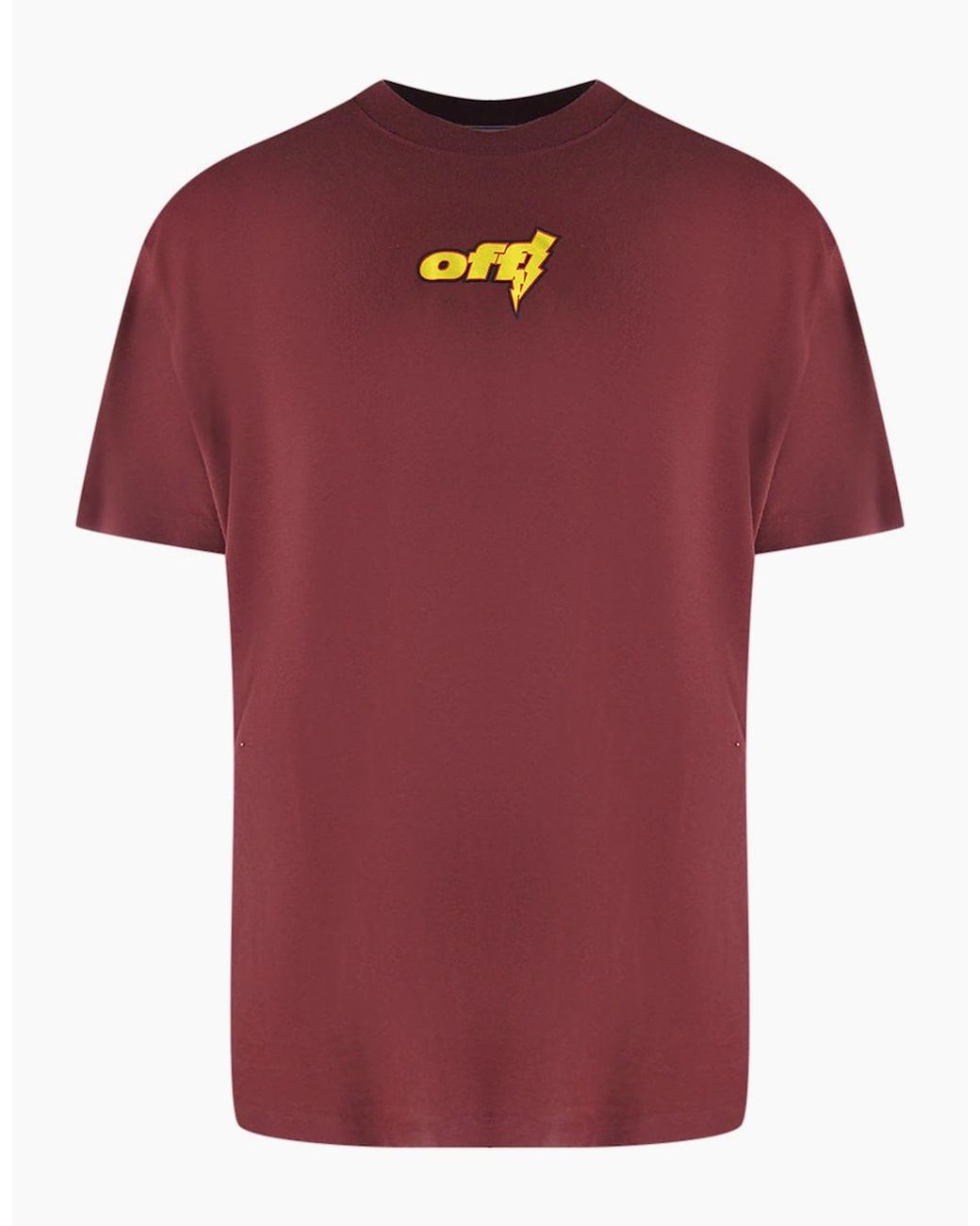 Off-White c/o Virgil Abloh Red Thunder Stable Oversized Fit Burgundy T-Shirt for men