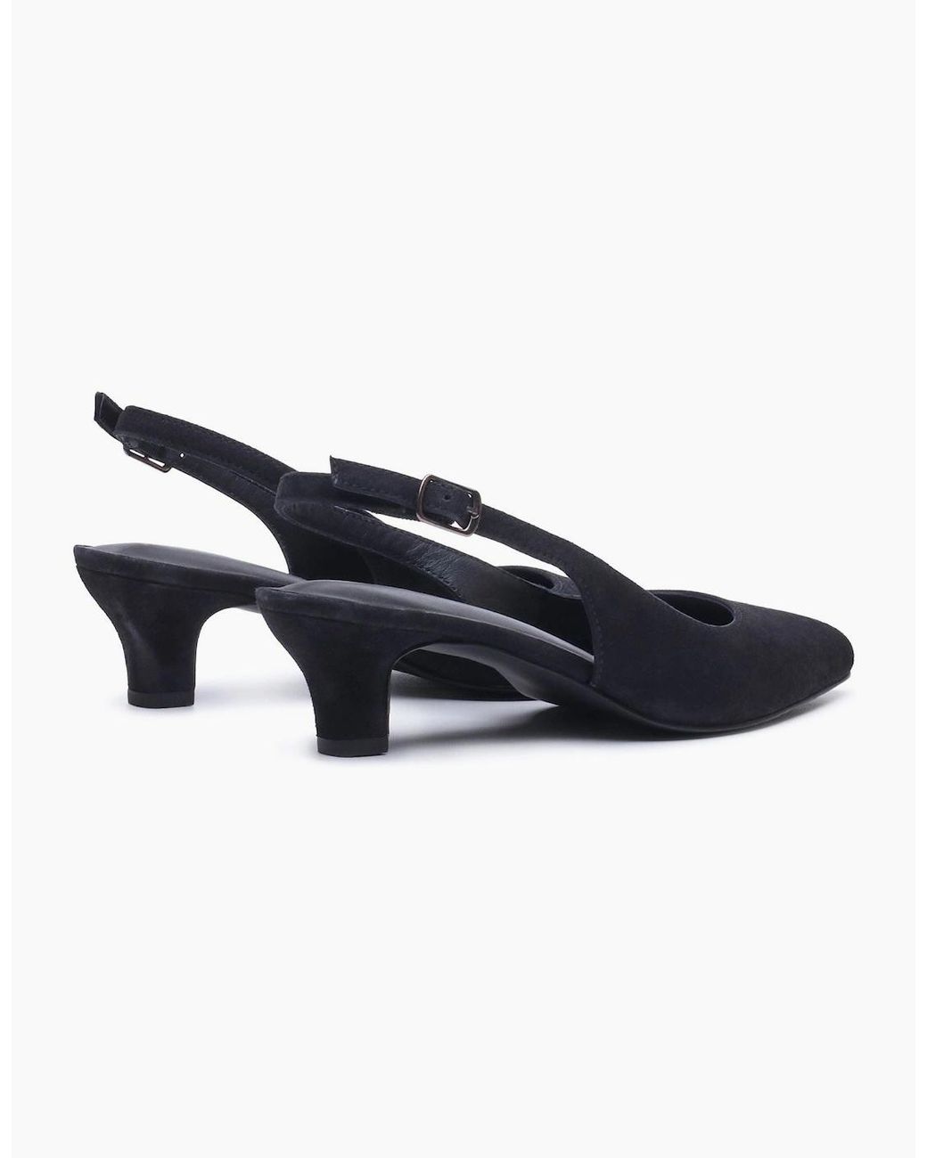 Hush Puppies Blue Nahla Buckle Kitten Heel Pointy Slingback Shoes