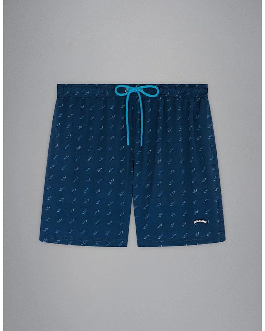 Paul & Shark Blue Swim Shorts With Shark Print for men