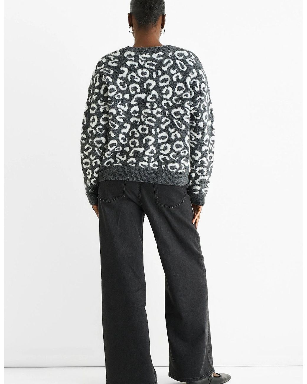 Gini London Gray Animal Pattern Loose Fit Knit Jumper