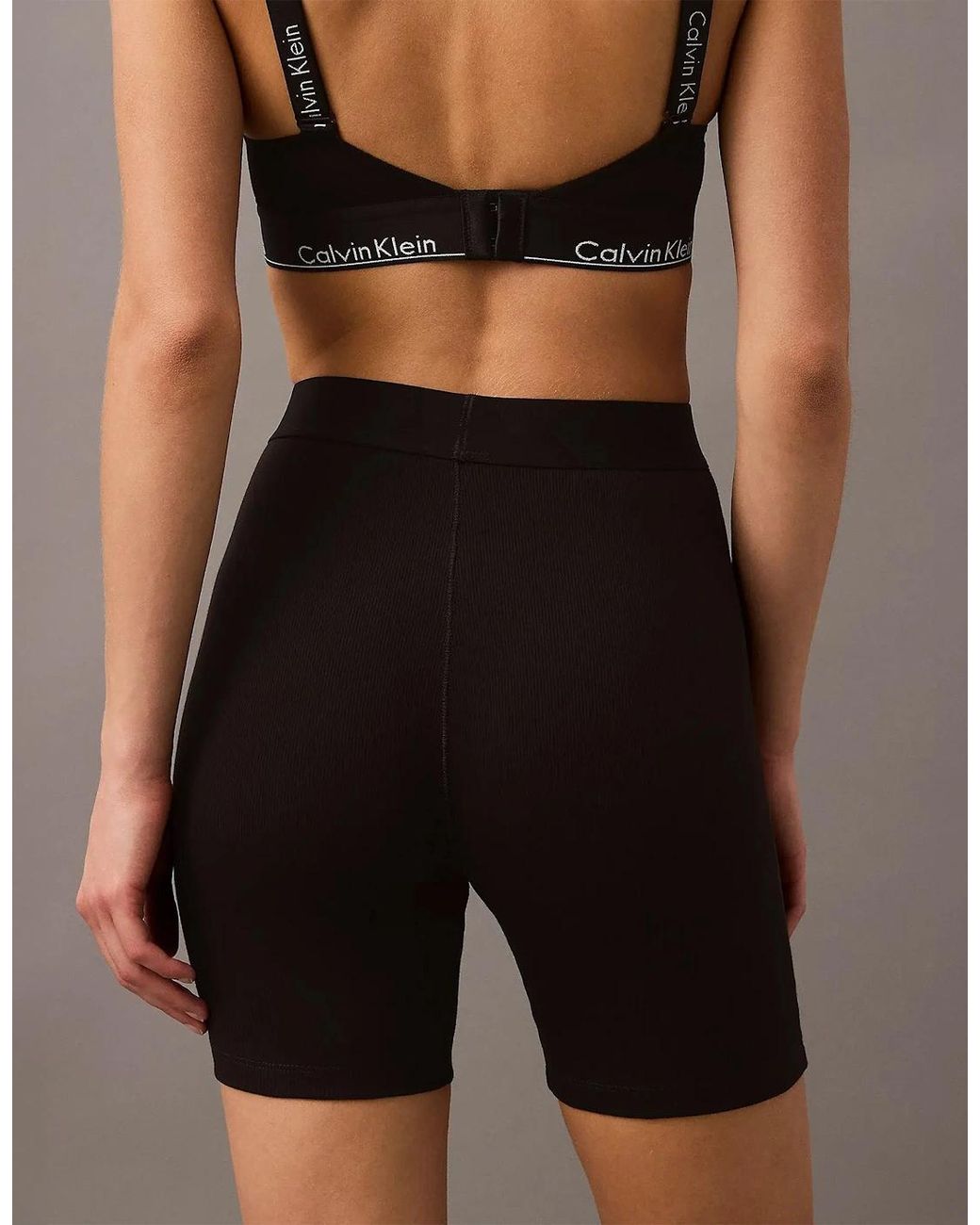 Calvin Klein Black Cotton Stretch Rib Lounge Shorts