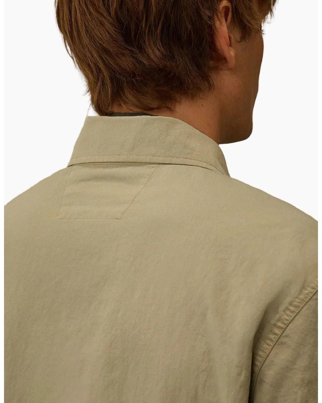 C P Company Green Diagonal Flatt Nylon Lens Overshirt for men