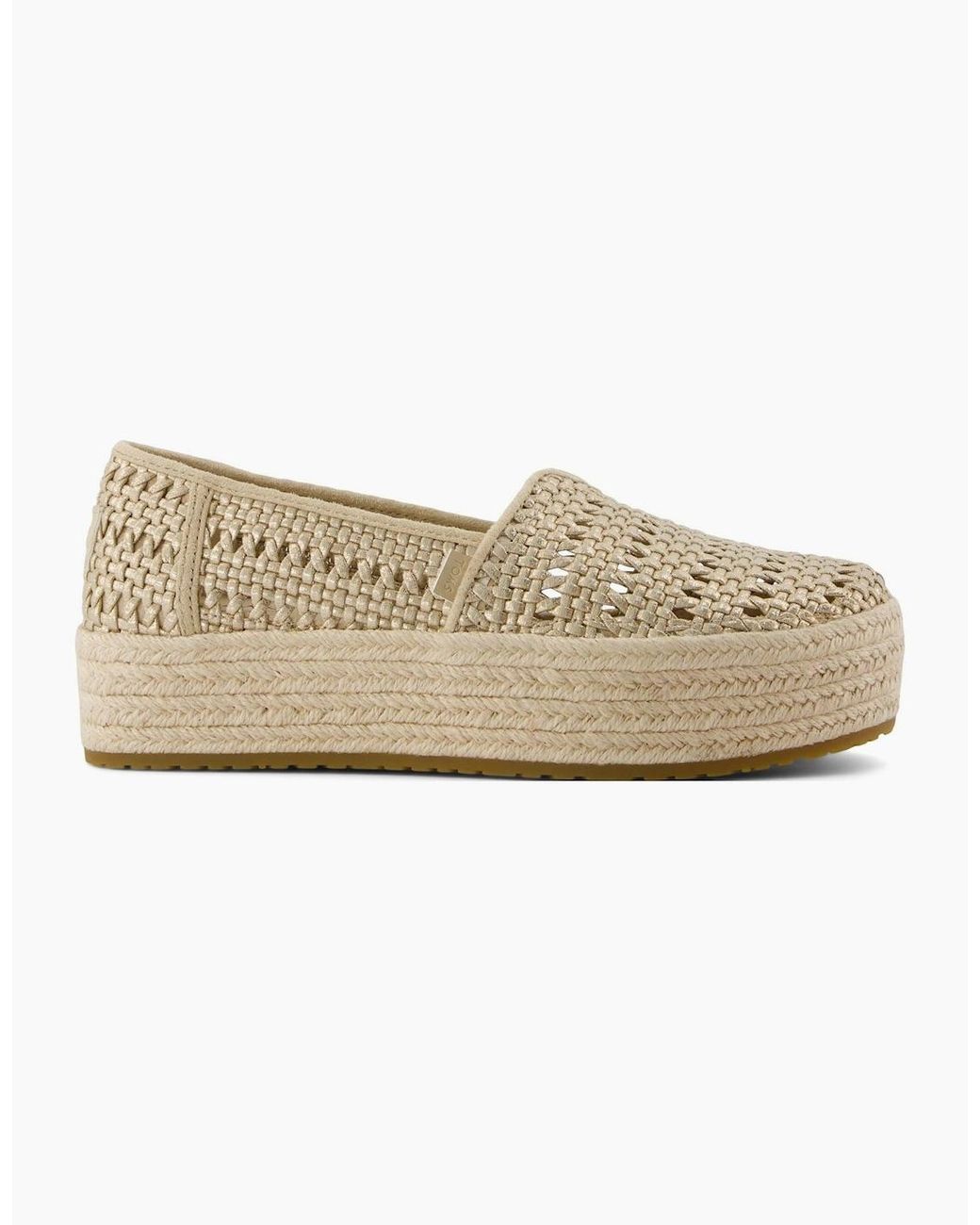 TOMS White Valencia Textile Champagne Shoes