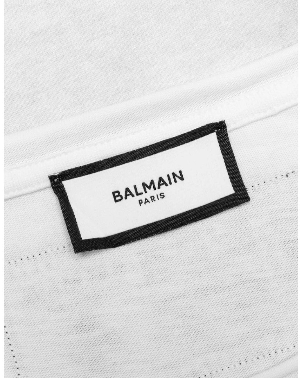 Balmain White Sketch Drawing Logo T-Shirt for men