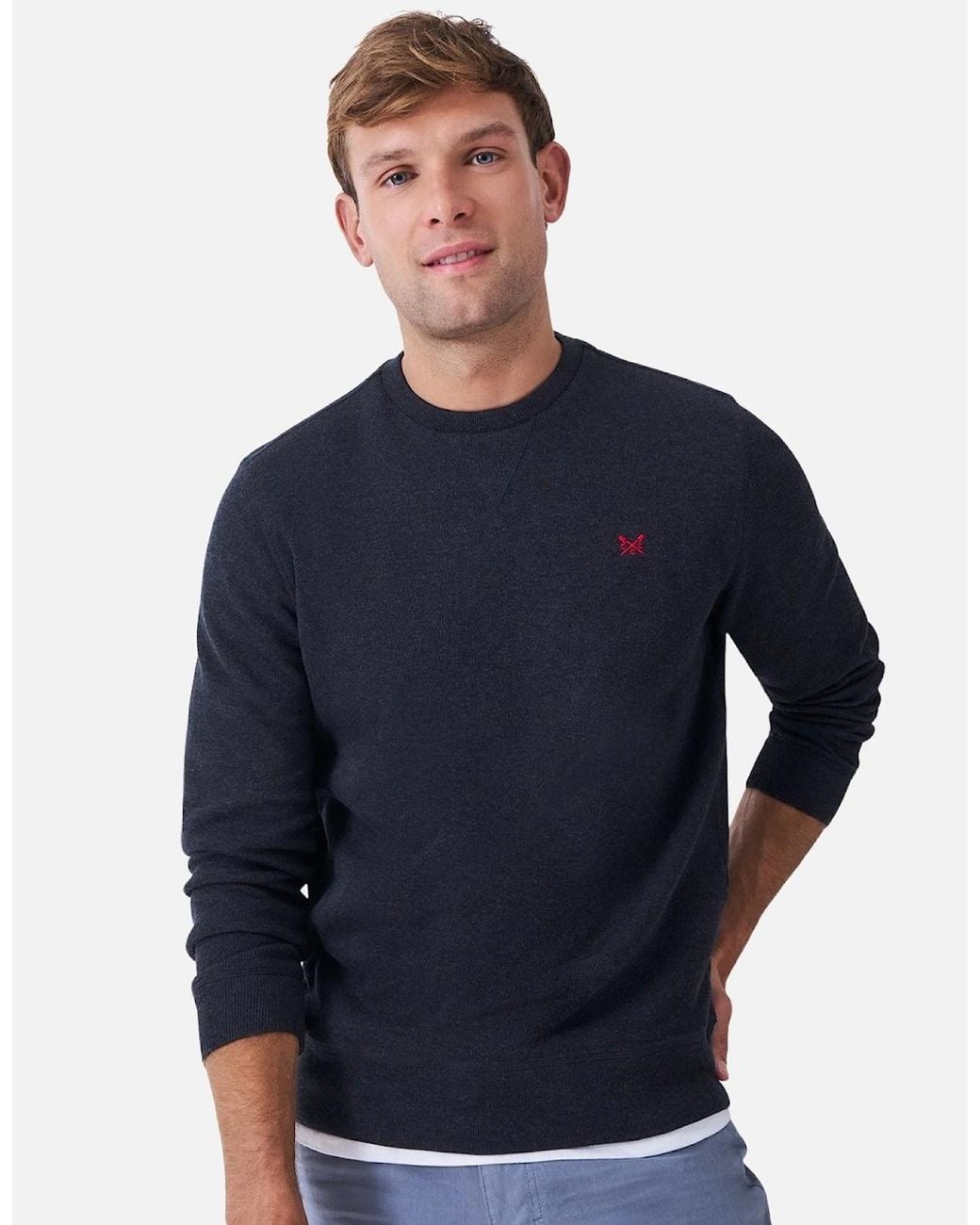 Crew Blue French Rib Crew Neck Sweatshirt for men