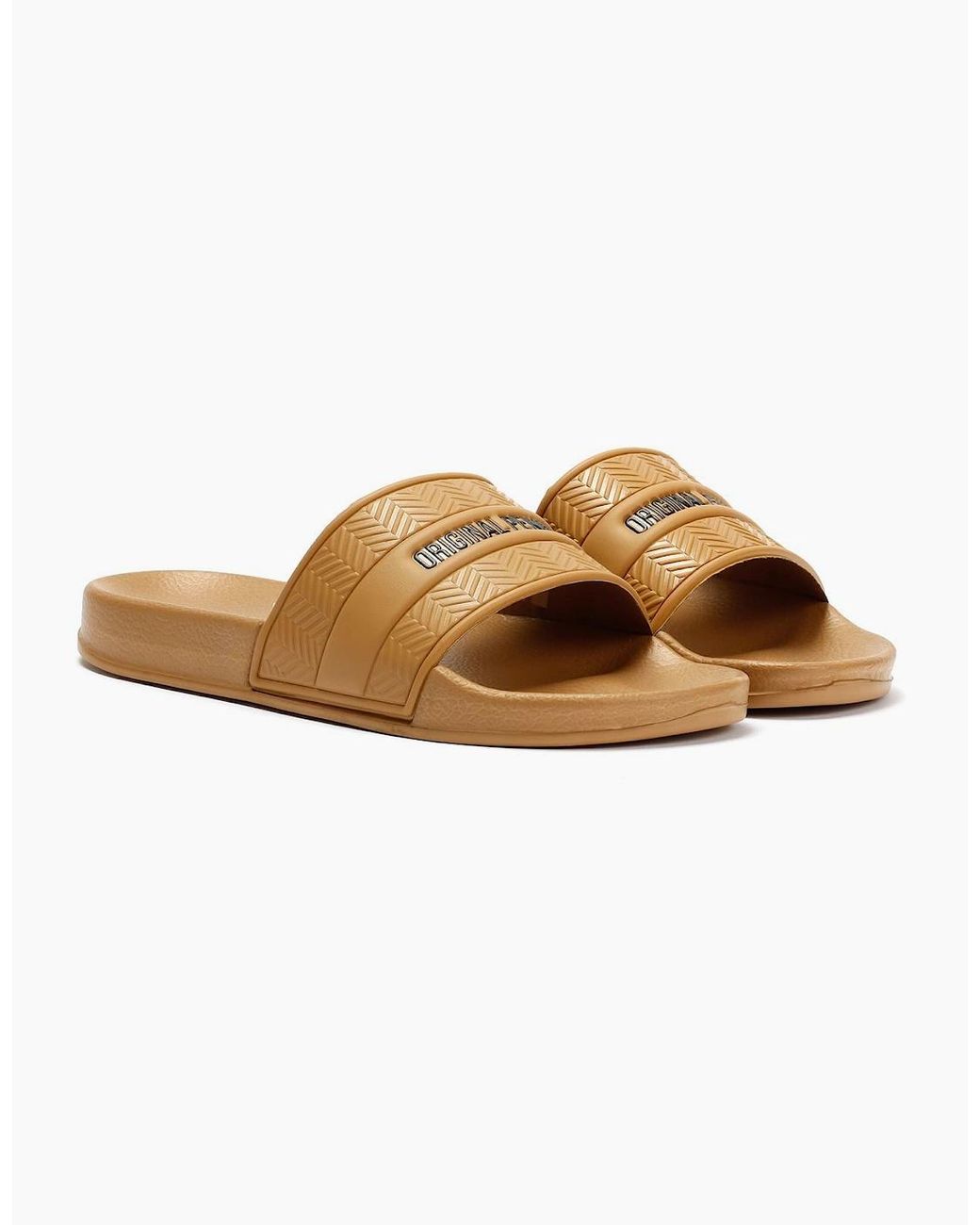 Original Penguin Brown Penguin Paradise Sand Slides for men