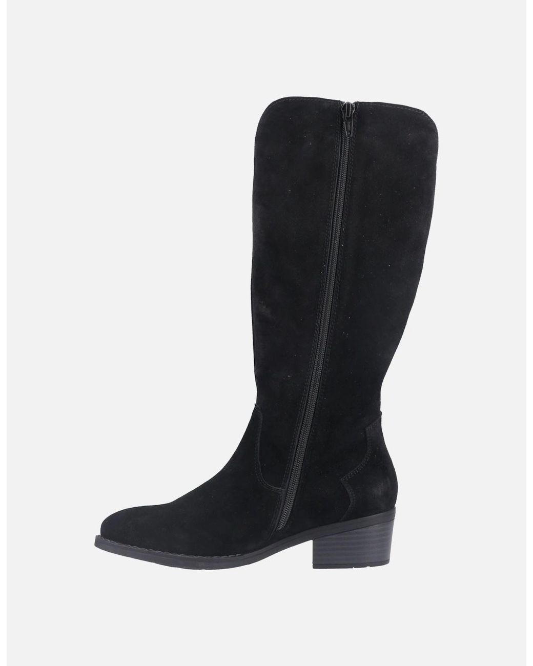 Hush Puppies Black Isabella Suede Heeled Knee High Boots