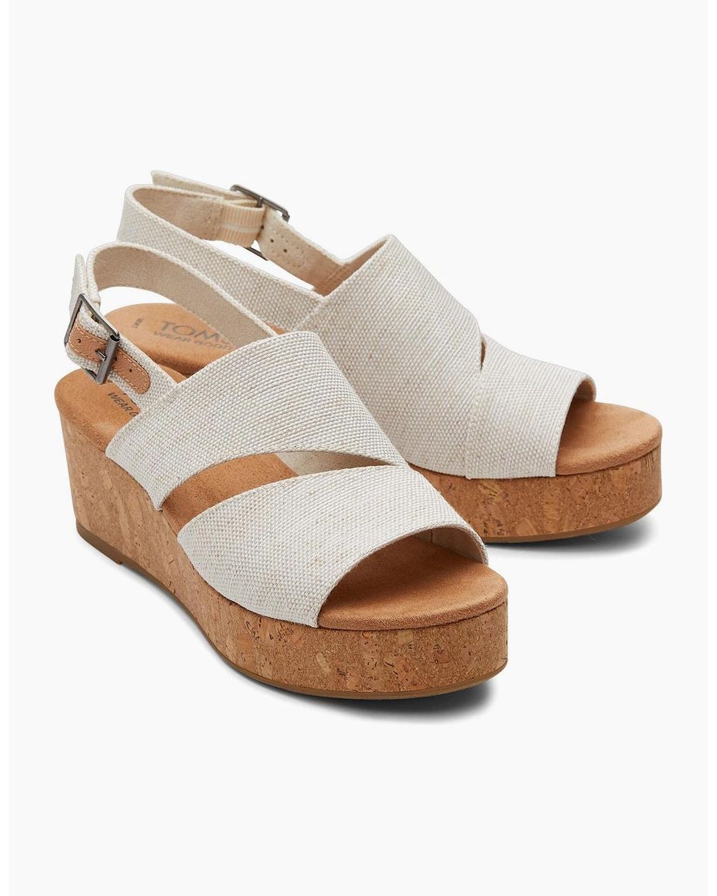 TOMS White Claudine Wedge Sandals Natural