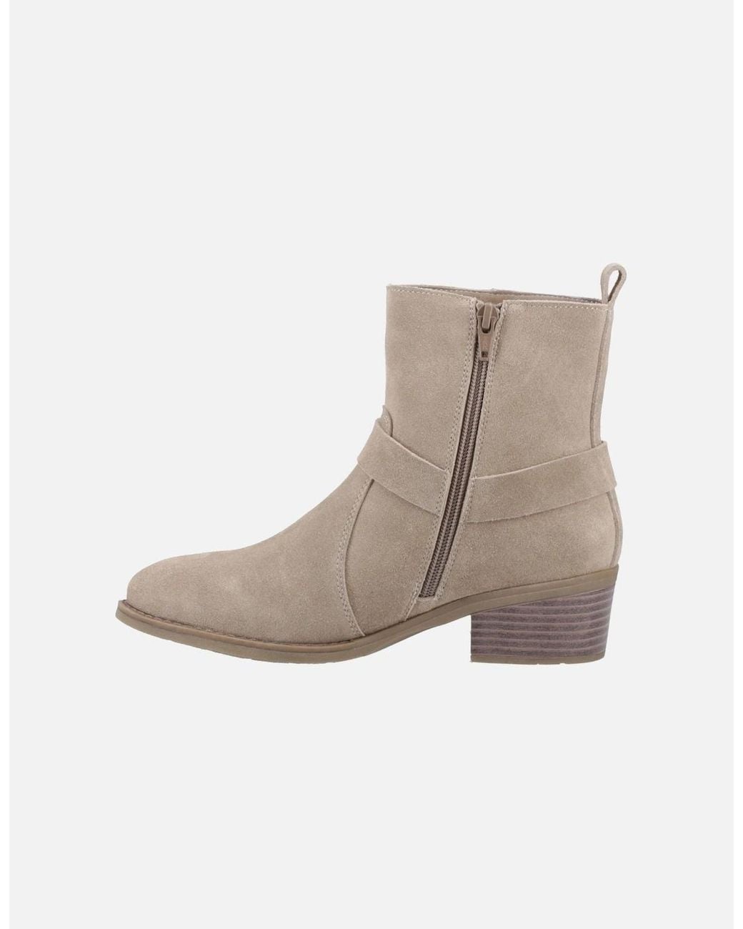 Hush Puppies Natural Iria Suede Taupe Heeled Ankle Boots