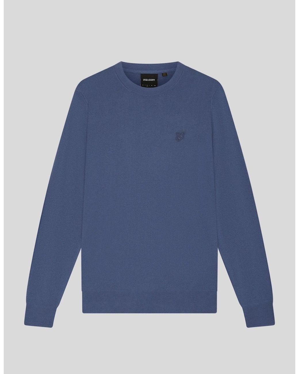 Lyle & Scott Blue Superfine Cotton Crew Neck Jumper for men