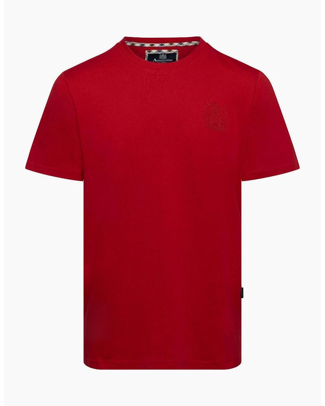Aquascutum Red Crew Neck Short Sleeve Regular Fit T-Shirt for men