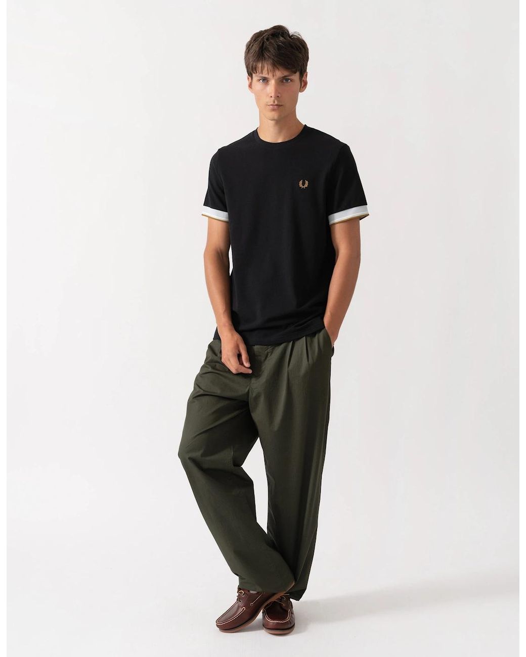 Fred Perry Black Twin Tipped Cuff T-Shirt for men