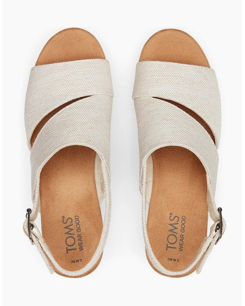 TOMS White Claudine Wedge Sandals Natural