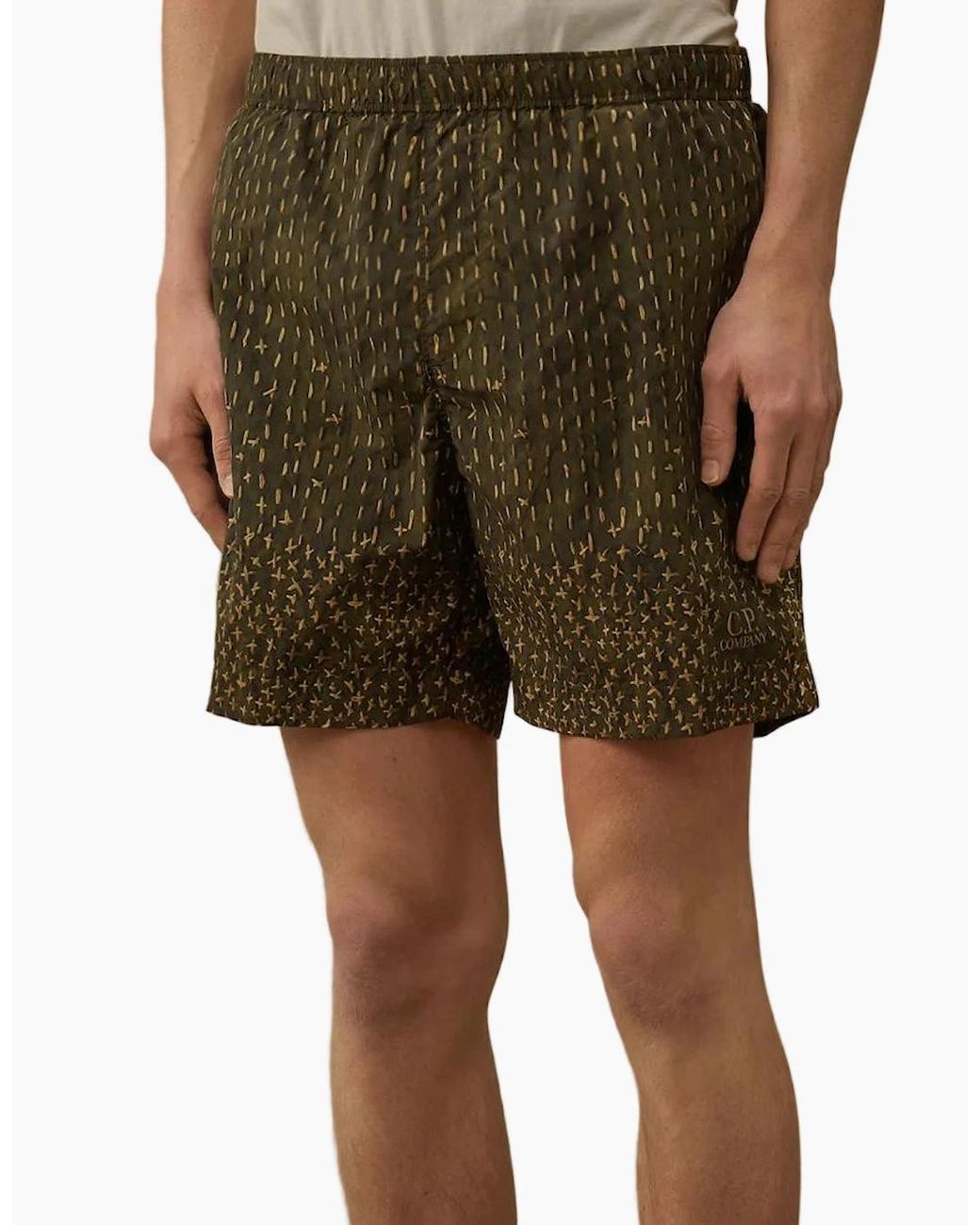 C P Company Green Flatt Nylon Sashiko Print Swim Shorts for men