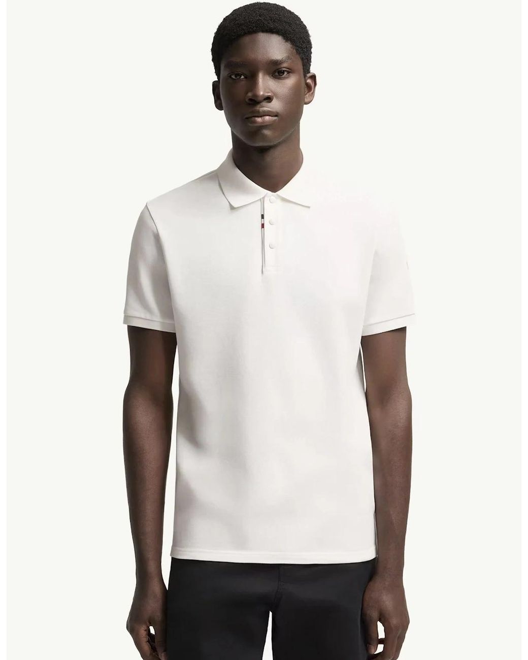 Moncler White Cotton Polo Shirt for men