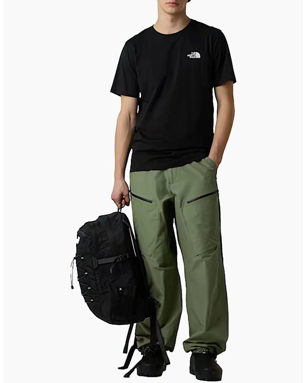 The North Face Black Vertical Logo T-Shirts Crew Neck Short Sleeve Soft Cotton Tee for men