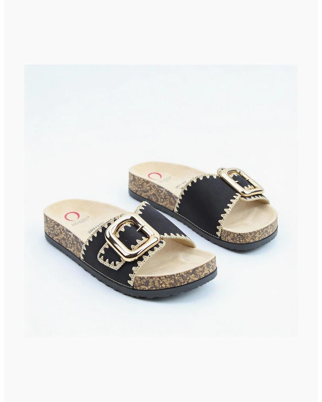 Heavenly Feet Black Reed Mules Sandals