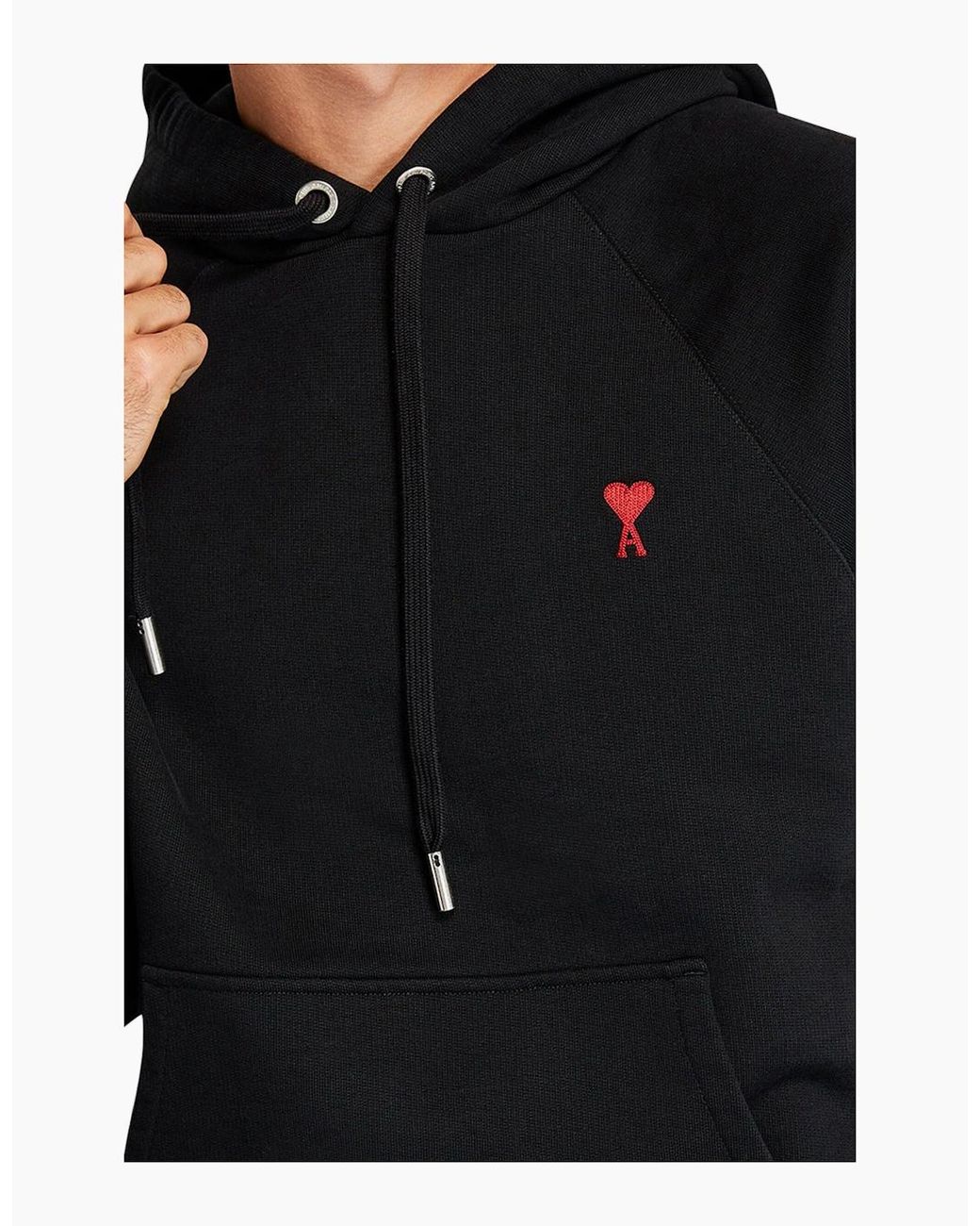 AMI Black De Coeur Hoodie for men