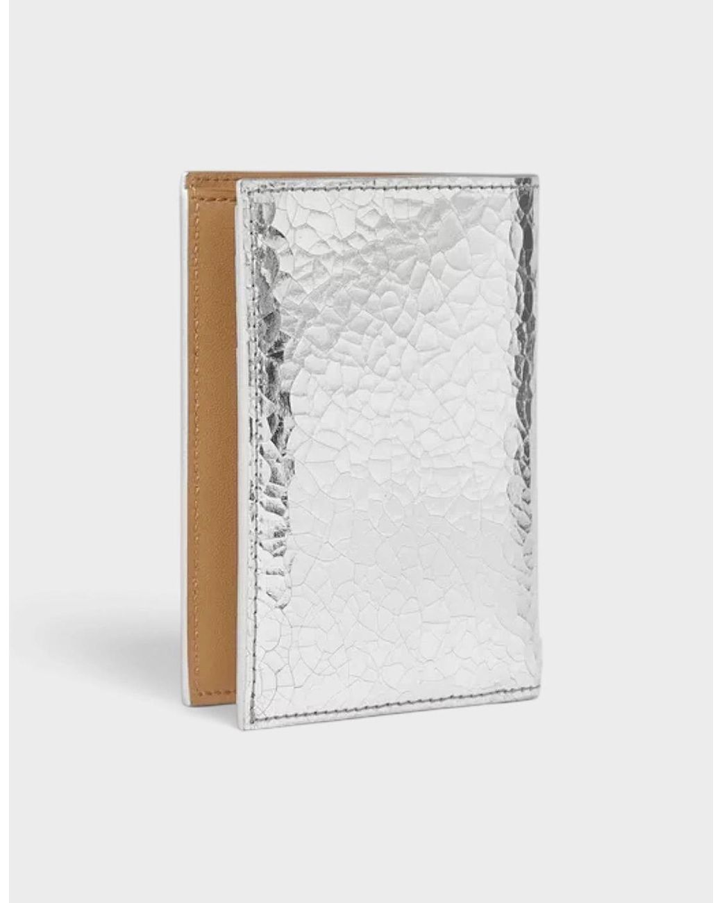 McQueen White Logo Bi-Fold Cardholder Crackled Sliver Metallic for men
