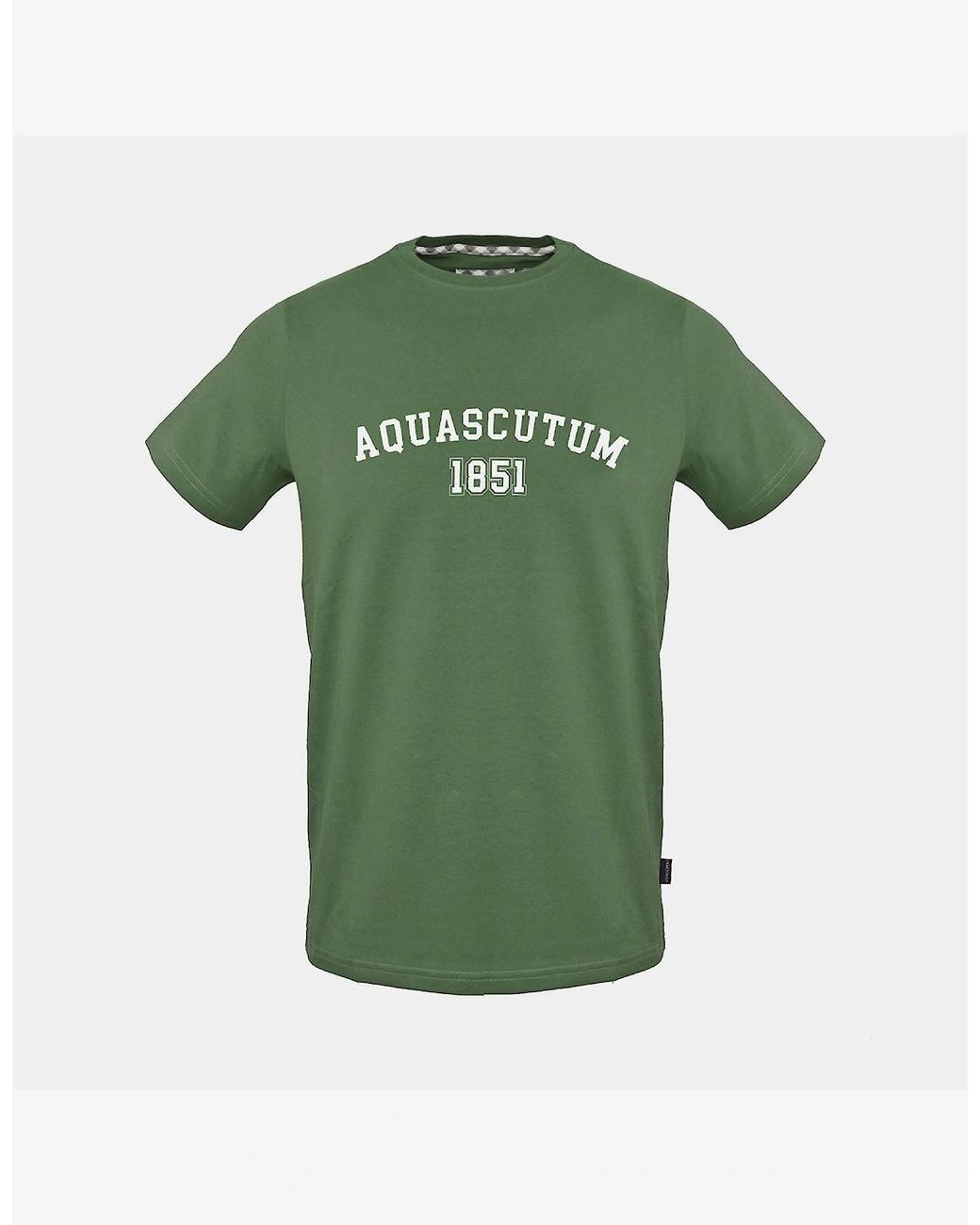 Aquascutum Green Arch Lettering Printed Logo Crew Neck Short Sleeve Jersey T-Shirt for men
