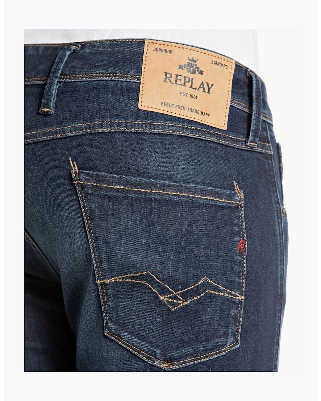 Replay Blue Anbass Slim Fit Jean Power Stretch 10Oz Denim Jean for men