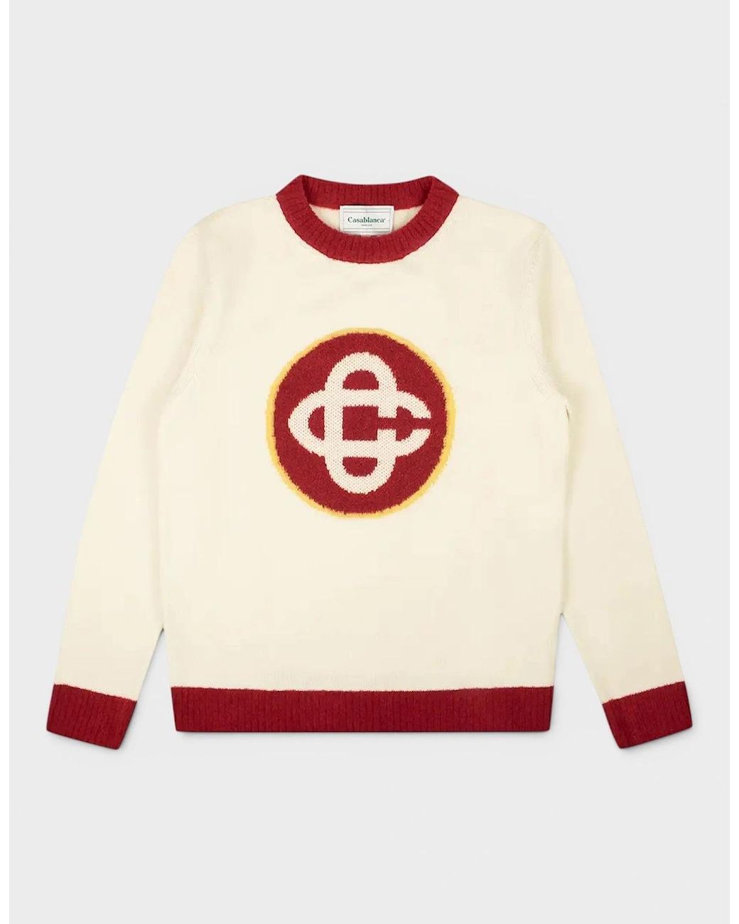 Casablanca White Monogram Monogram Crew Knit Sweater for men