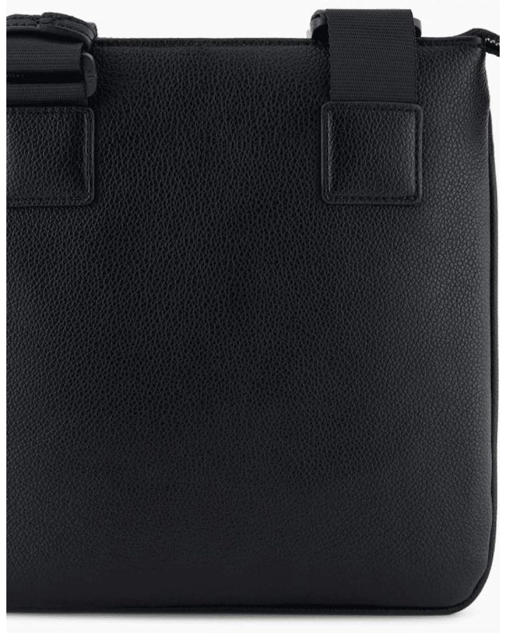 ARMANI EXCHANGE Black Metal Logo Shoulder Bag for men