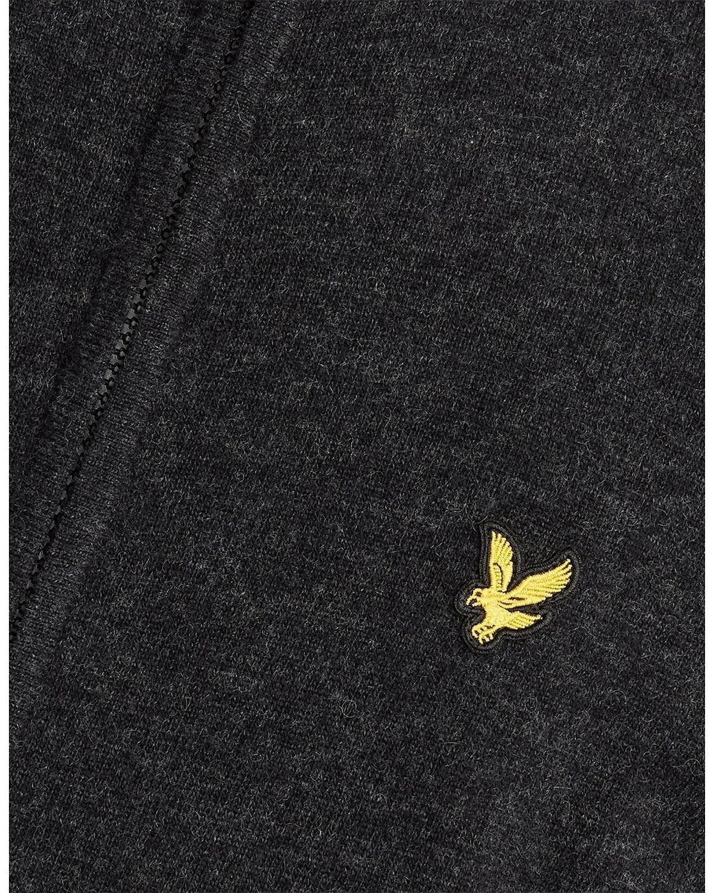 Lyle & Scott Black Lambswool Blend Zip Cardigan for men