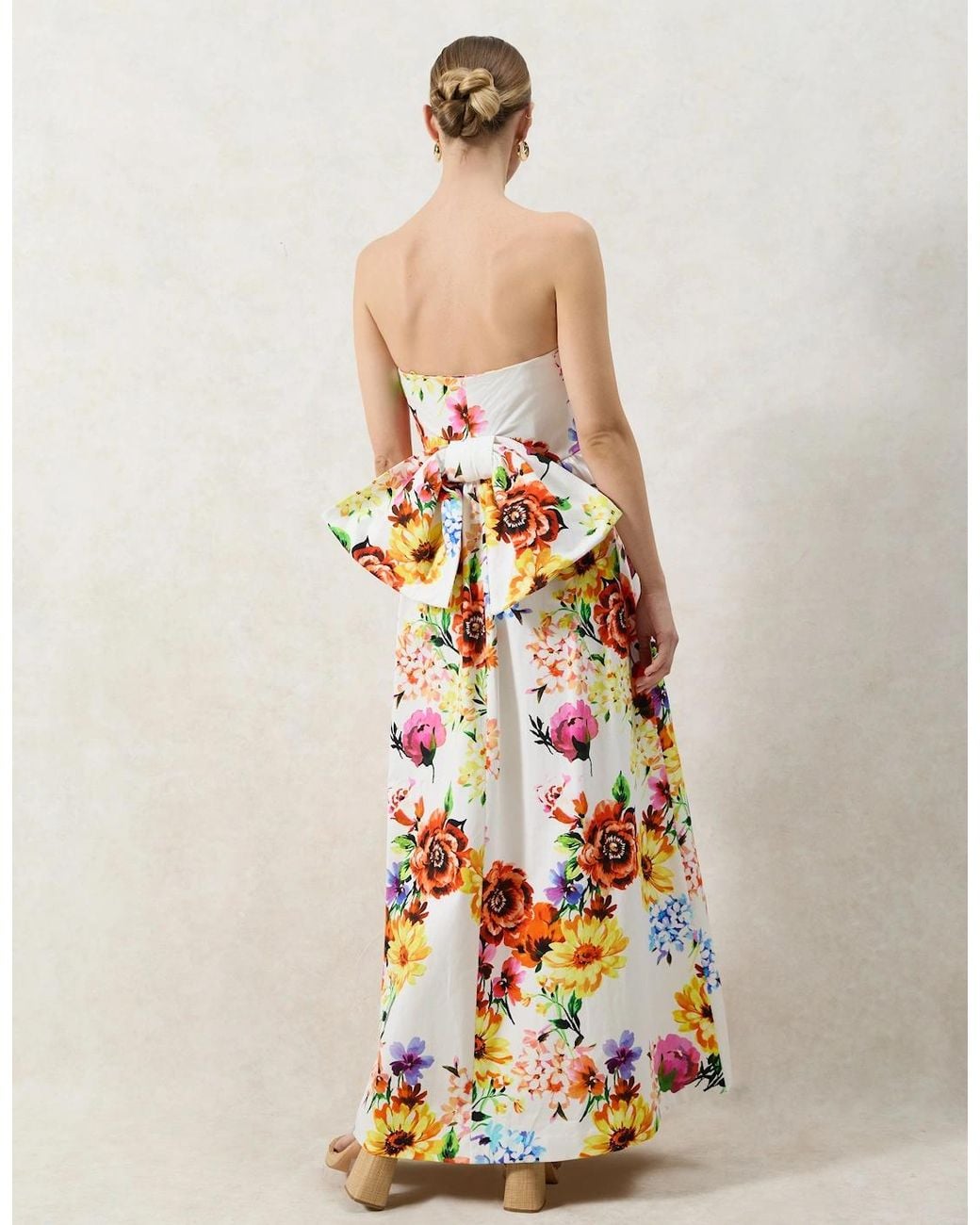 Ro&zo Multicolor Petite Annie Garden Floral Printed Bow Detail Dress